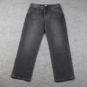 Paige Noella Ex Zipper Jeans Womens 28 Black Shore Straight Leg Denim Pants
